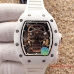 Copy Richard Mille RM 052 Rose Gold plated White Ceramic Skull Rubber Band Timepiece